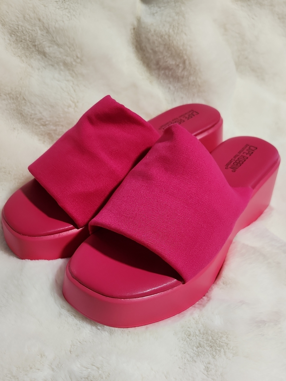 Cape Robbin Hot Pink Platform Slide Mules